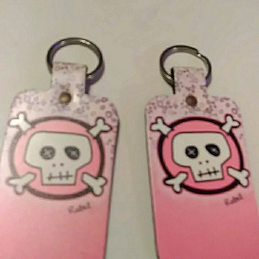 Pink rebel leather keychain or luggage tag